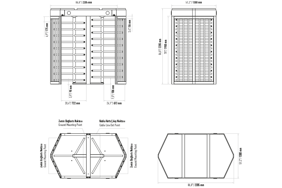 LTF 413 D Double Boy Turnike Sistemi